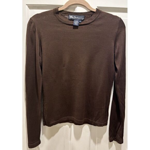 BURBERRY'S VINTAGE 100%‎ SILK BROWN SWEATER SIZE S - Picture 1 of 2
